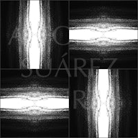 four black and white images of a cross