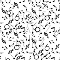 black and white music notes seamless pattern