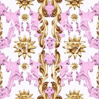 a pink and gold damask pattern