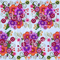 a colorful floral pattern on a blue background