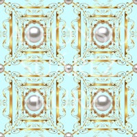 a gold and pearl pattern on a blue background