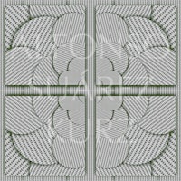 a green and white pattern with a flower in the middle