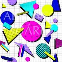 a colorful geometric pattern with triangles and squares