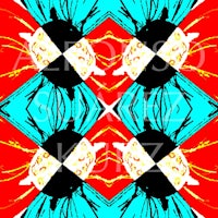 a red, blue, and white abstract pattern